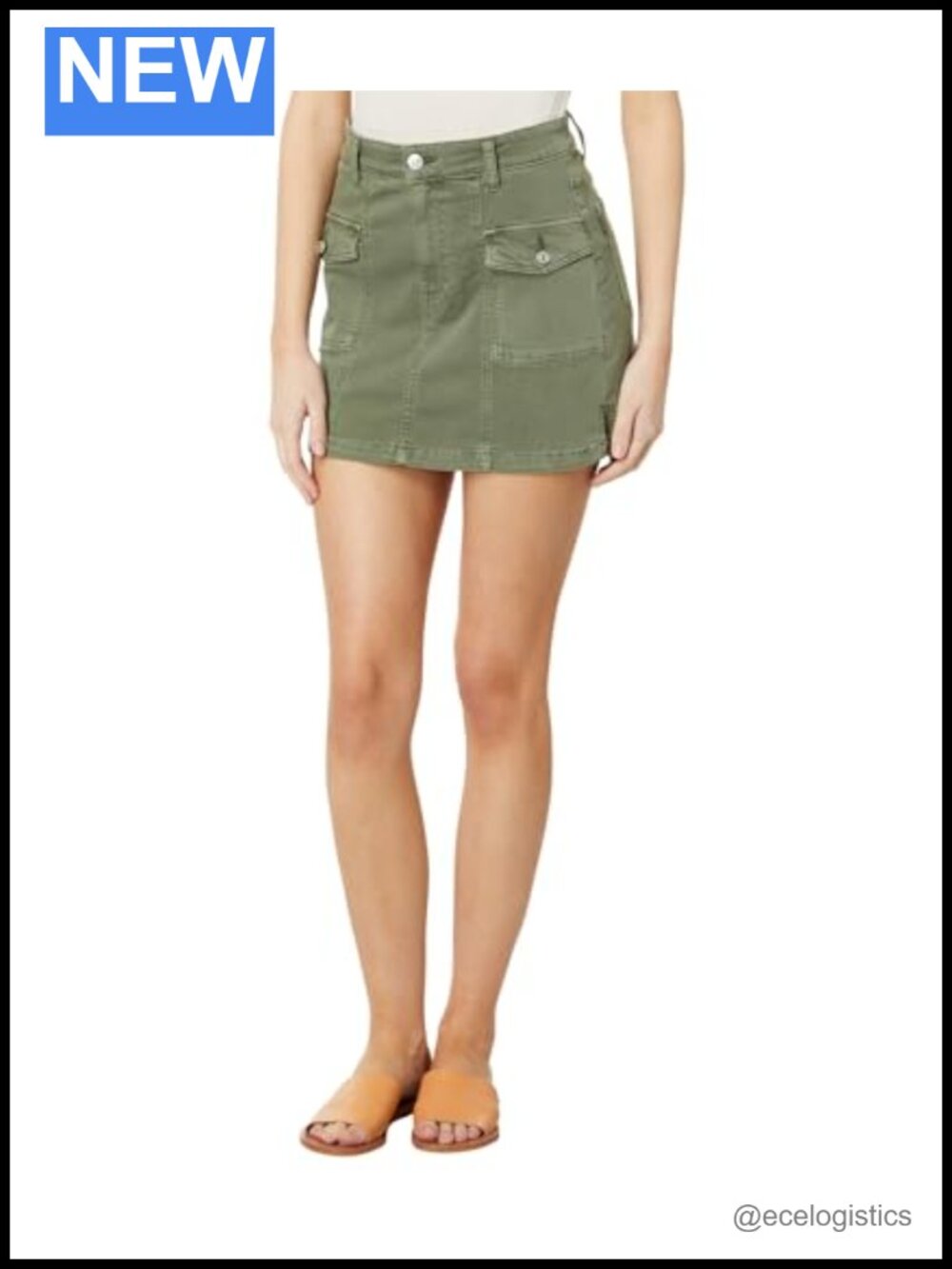 PAIGE Women's Jessie Skirt Cargo Pockets Mid Rise Cotton
